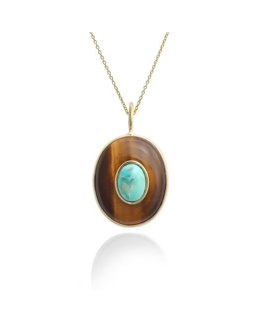 Hye Jane Jewelry Metallic Large Sol Tigers Eye And Necklace