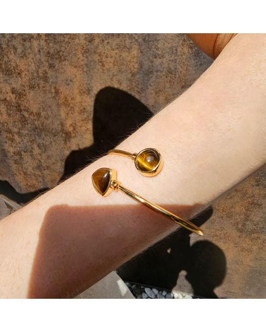Farra Metallic Tiger-Eye Stone Bangle