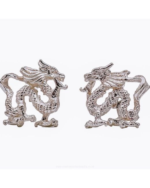 Simon Kemp Jewellers Metallic Oriental Dragon Cufflinks for men