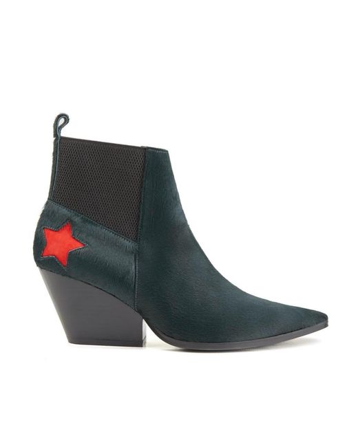 Rosamund Muir London Green Felixa Dark Calf Hair With Star Ankle Boots
