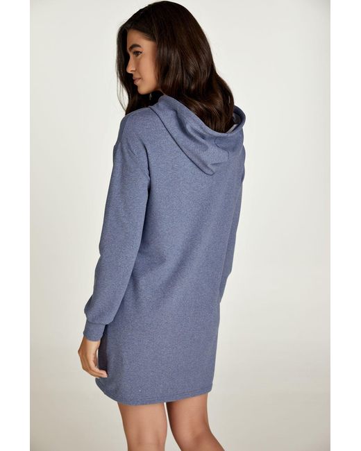 Conquista Blue Melange Hooded Mini Dress