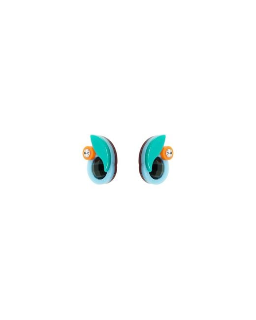 Gissa Bicalho Blue Acrylic Handmade Earring Xs Petunia Orange