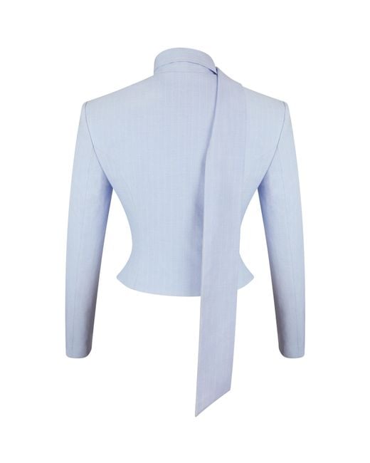 Miss Circle New York Blue Renley Sky Pinstripe Peplum Blazer