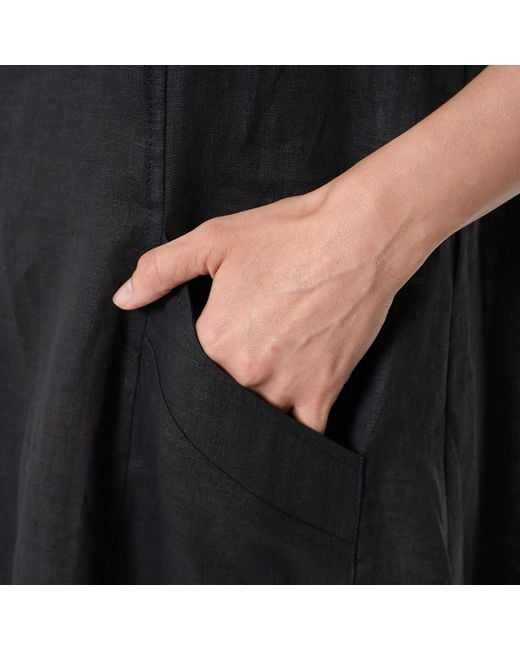 Metamorph Black Linen Hooded Dress