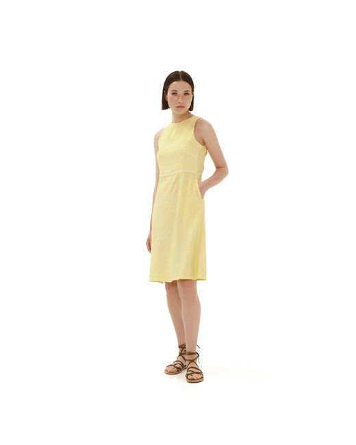 Haris Cotton Yellow Tank A Line Linen Dress