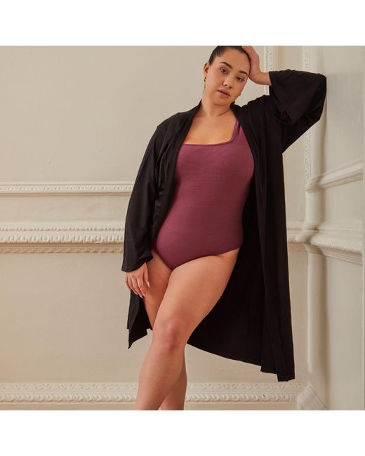 NUMBAT Purple Lara Ribbed Organic Comfort Bodysuit-Bery