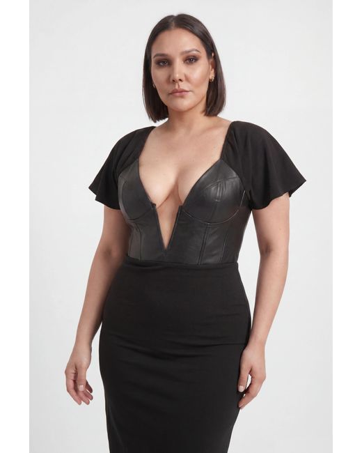 The Gt Atelier Black Leather Corset Dress