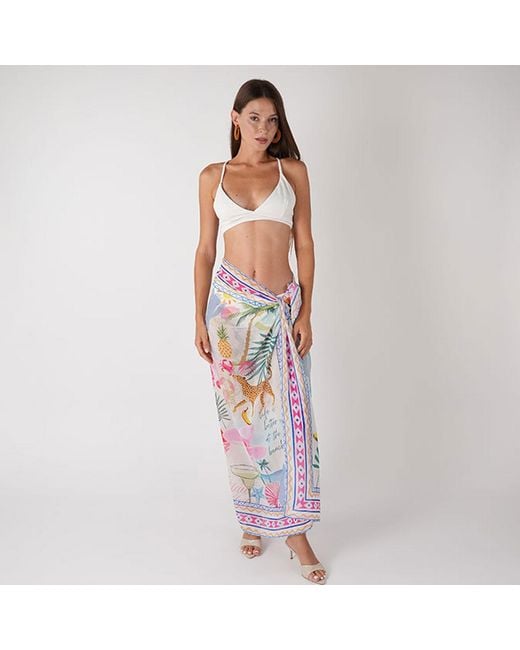 LOVEIST STORE Blue Nancy Bloom Design Chiffon Pareo