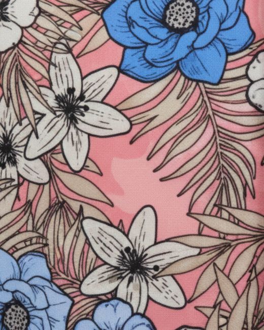 Lords of Harlech Blue Victoria Tropical Mix Coral V-Neck Printed Top