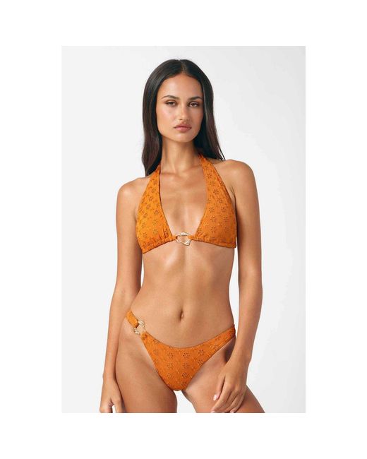Blackbough Swim Orange Billie Halterneck Top Caramel Eyelet