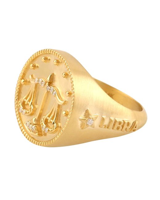 Artisan Metallic Libra Zodiac Diamond Signet Ring