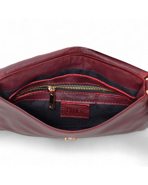 Hides Leather Co. Red Convertible Leather Clutch, Crossbody Iphone&Passport Bag