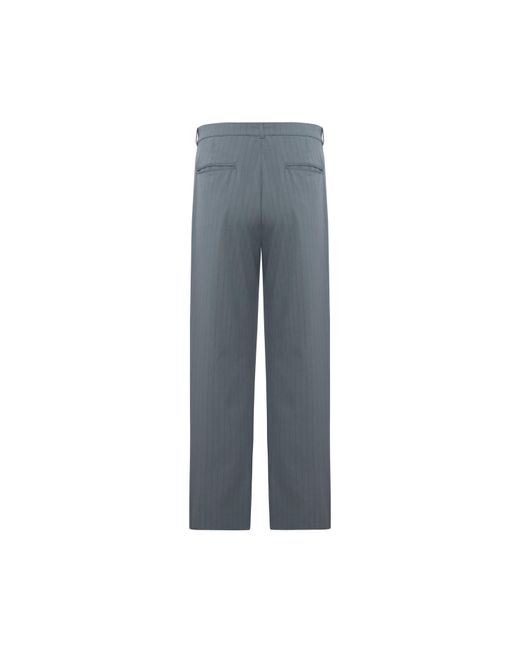 Pcfg Blue Cotton Blend Striped Woven Pant With Belt for men