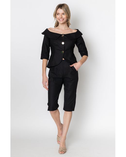 Zetaye Black Celeste Linen Cotton Blazer