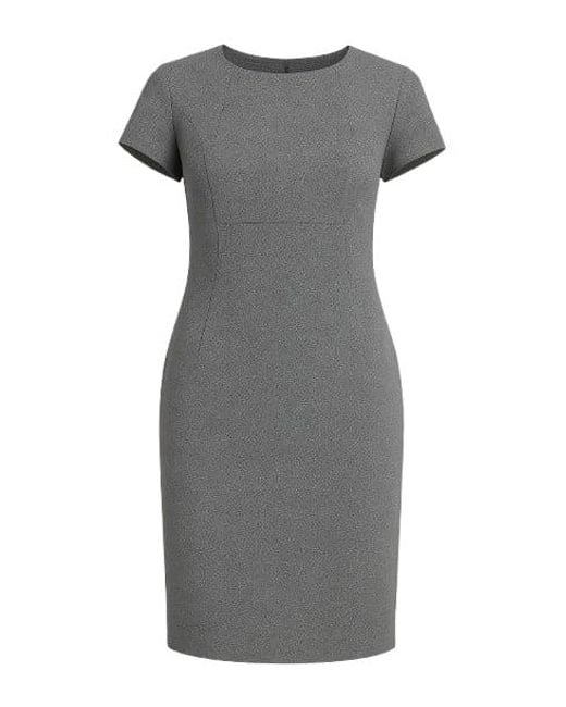 Conquista Gray Short Sleeve Straight Tailored Dress