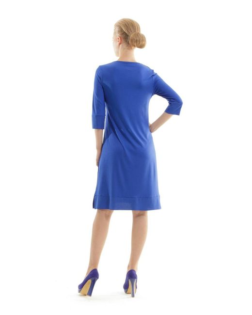 Conquista Blue A Line V Neck Dress