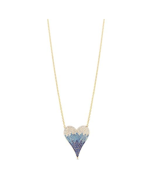 SHYMI Metallic Large Pave Ombre Heart Necklace
