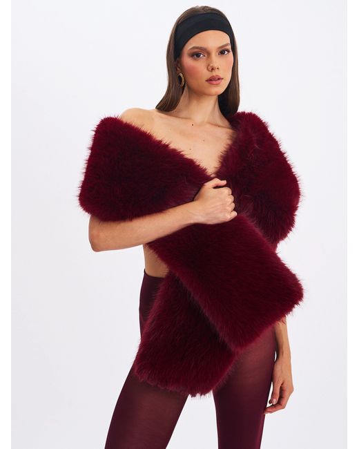 Miss Circle New York Purple Jazmin Burgundy Multi-Wear Faux Fur Scarf