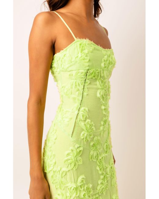 Amy Lynn Yellow Sofia Chartreuse Semi Sheer Floral Maxi Dress