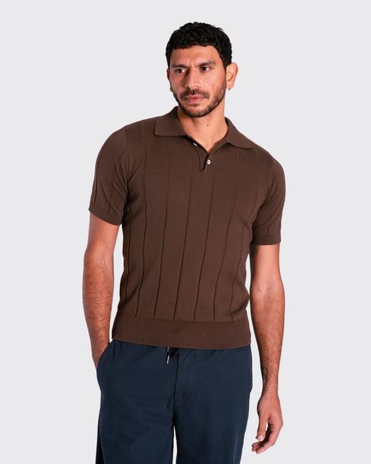 Far Afield Brown Jacobs Knit Polo for men
