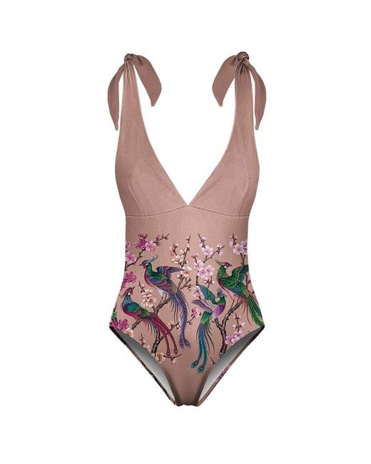 Aloha From Deer Brown Sakura Song One Piece Swimsuit