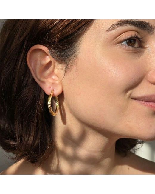 Harfi Metallic Vermeil Circle Rope Textured Earrings