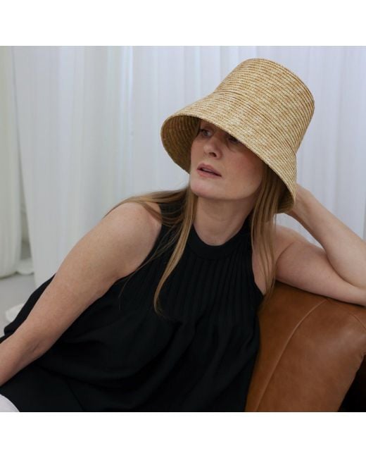 London Atelier Byproduct Natural Neutrals Raffia Lamp Bucket Hat