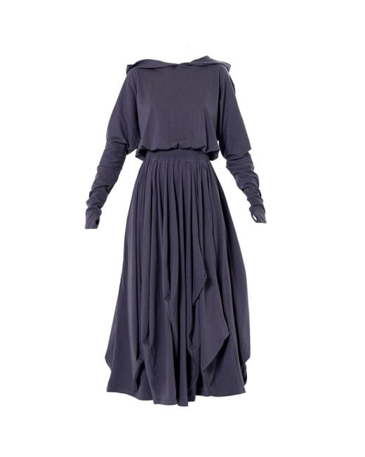 Metamorph Blue Hooded Midi Dress