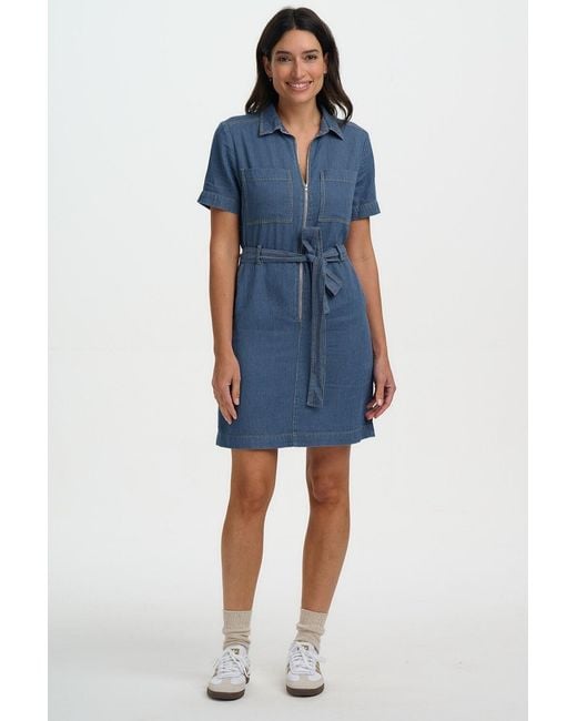 Sugarhill Blue Tasha Mini Dress Stripe Denim