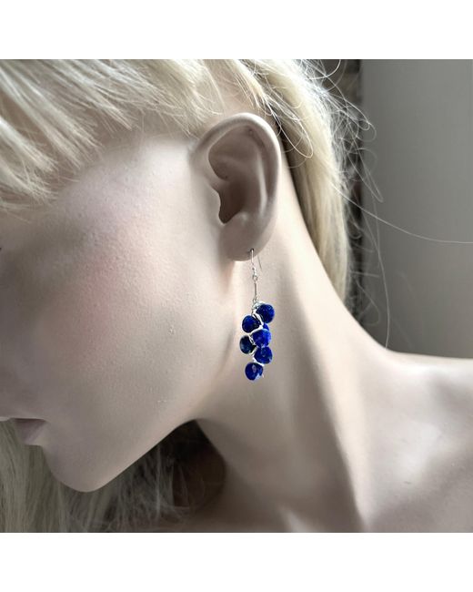 Lori Kaplan Design Blue Lapis Sterling Signature Earrings