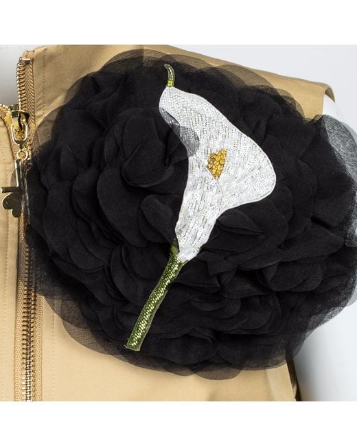 House of Laines London Natural Neutrals Laines Couture Hand Embellished Lily Flower Cropped Trench Gilet