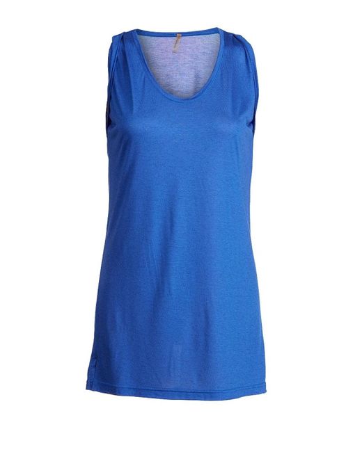 Conquista Blue Sleeveless Tunic With Pleat Detail