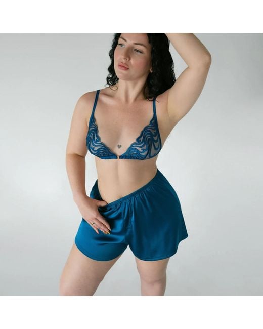 MONIQUE MORIN LINGERIE Blue Boyfriend Shorts Abyss
