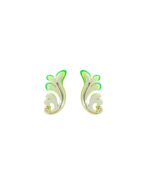 Gissa Bicalho Green Acrylic Handmade Earring Rosebush Clay