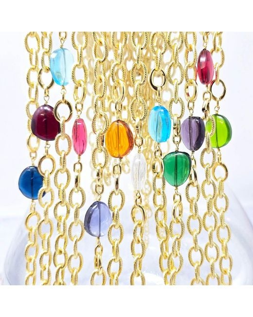 Harfi Metallic Tourmaline October Birthstone Statement Pendant Necklace