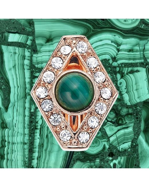 Grosse Metallic Crystal & Malachite Clip On Earrings, Series Gem Flakes