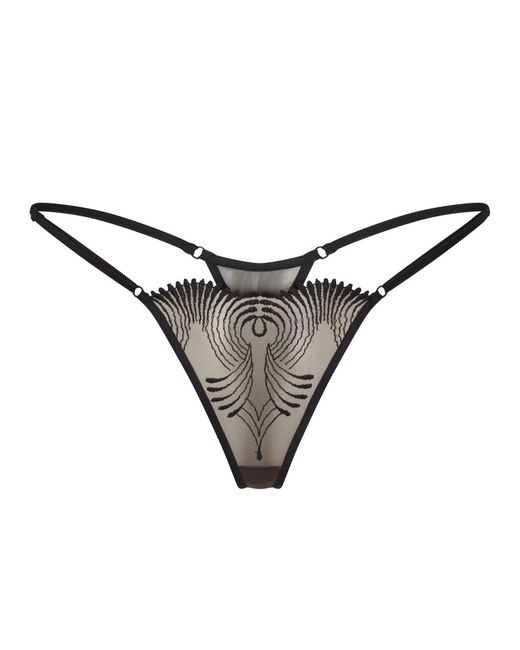Lunatic Femme Gray Neutrals Love Triangle Embroidered Mini G-String