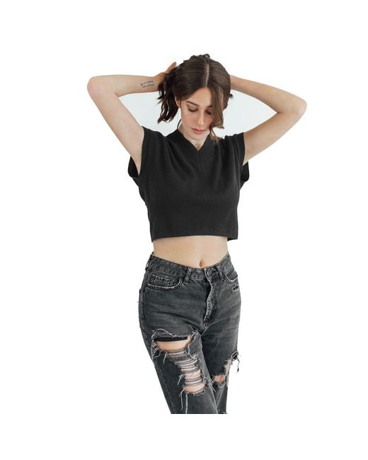 Zenzee Black Cashmere Cropped Sweater Vest