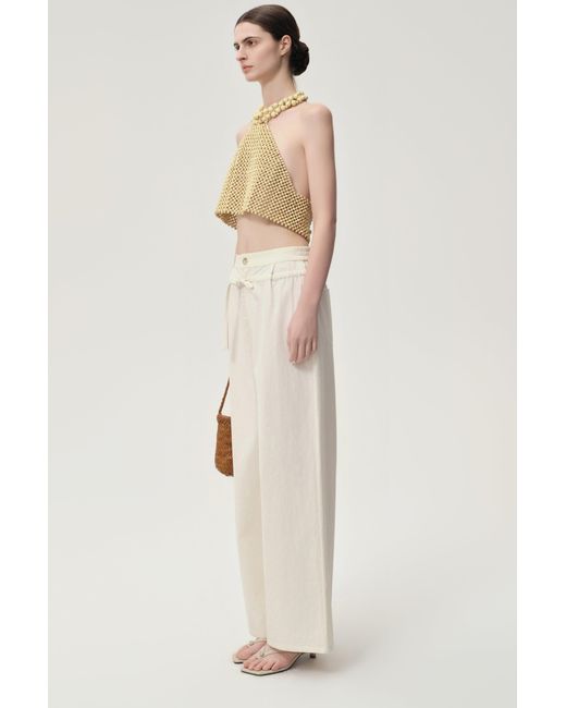 FRONT ROW SHOP Natural Reef Beaded Halter Top