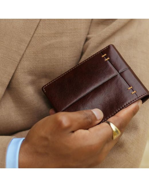 Time Resistance Purple Leather Bifold Wallet for men