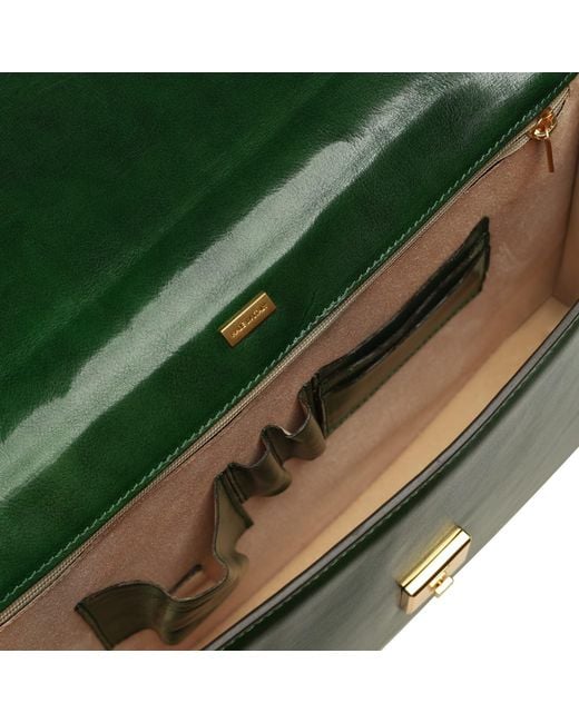 Time Resistance Green Leather Briefcase for men