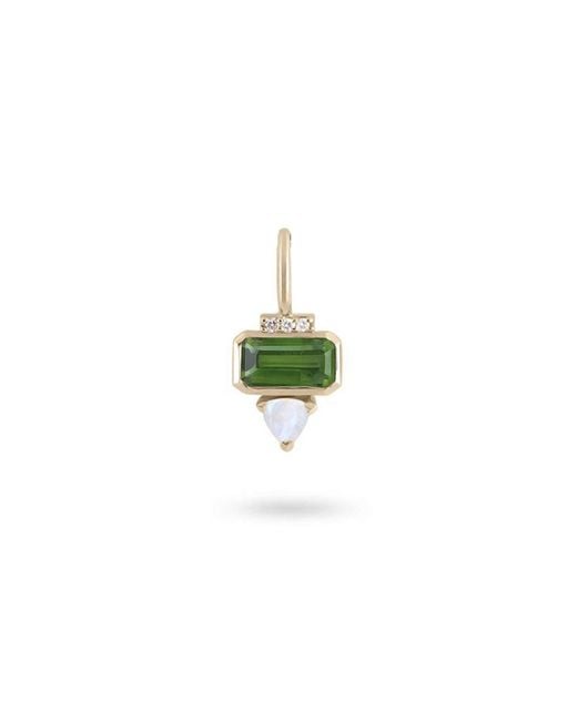 Zohreh Green Tourmaline, Diamond & Moonstone Pendant 9K