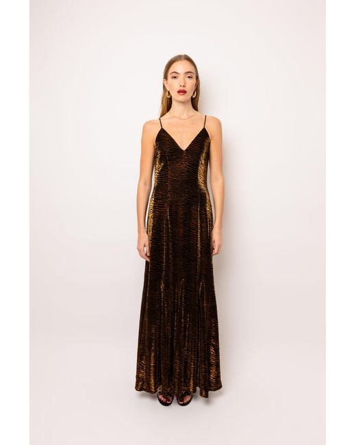 Amy Lynn Natural Talia Tiger Velvet Burnout Maxi Dress