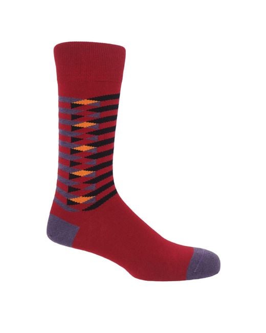Peper Harow - Made in England Red Symmetry Organic Socks for men