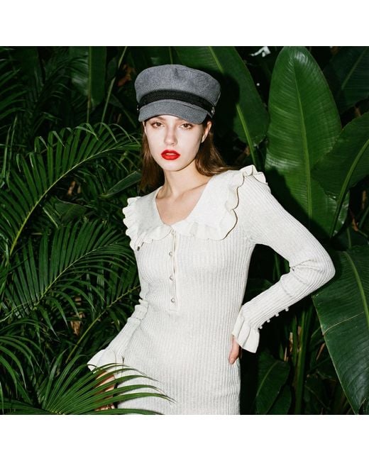 Chanel Joan Elkayam White Ruffled Detailed Knitted Dress Off