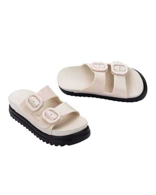 Melissa White Textured Platform Slide Sandals