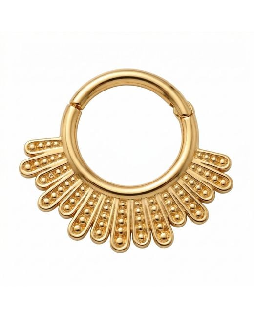 Zahav Jewelry Metallic 14K Solid 16G 8Mm Sunburst Clicker Hoop