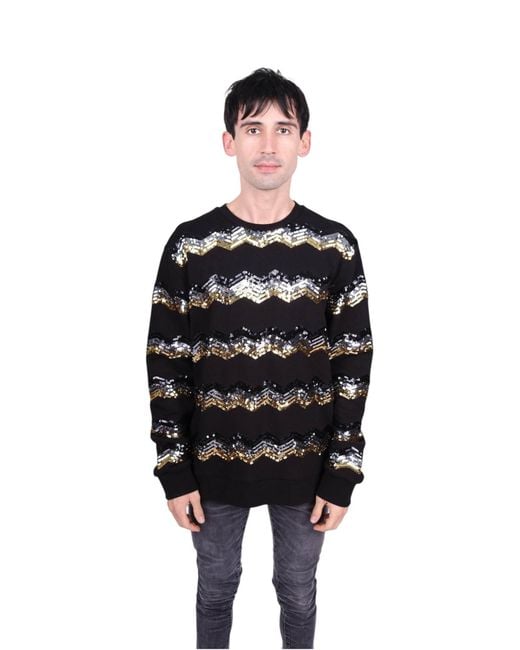 Any Old Iron Black Sparkly Peanuts Sequin Sweatshirt for men