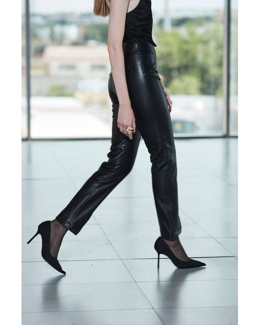The Extreme Collection Black Berenice Jet Faux Leather Trousers
