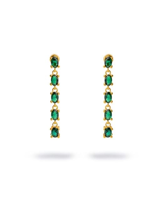 Ebru Jewelry Multicolor Drop Down Emerald Earrings